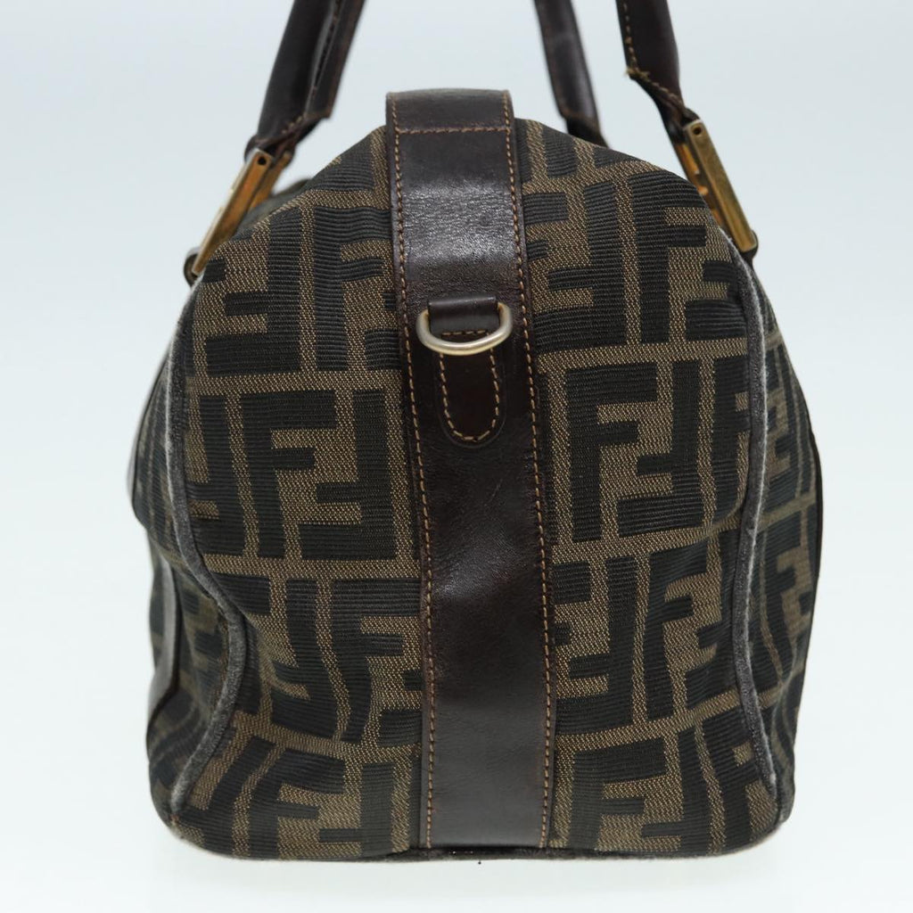 FENDI Zucca Canvas Hand Bag Brown Black gold 86248