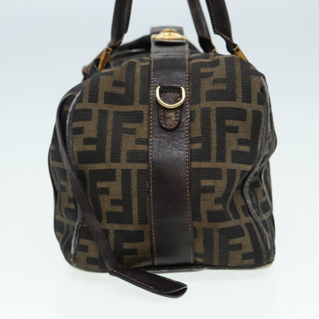 FENDI Zucca Canvas Hand Bag Brown Black gold 86248