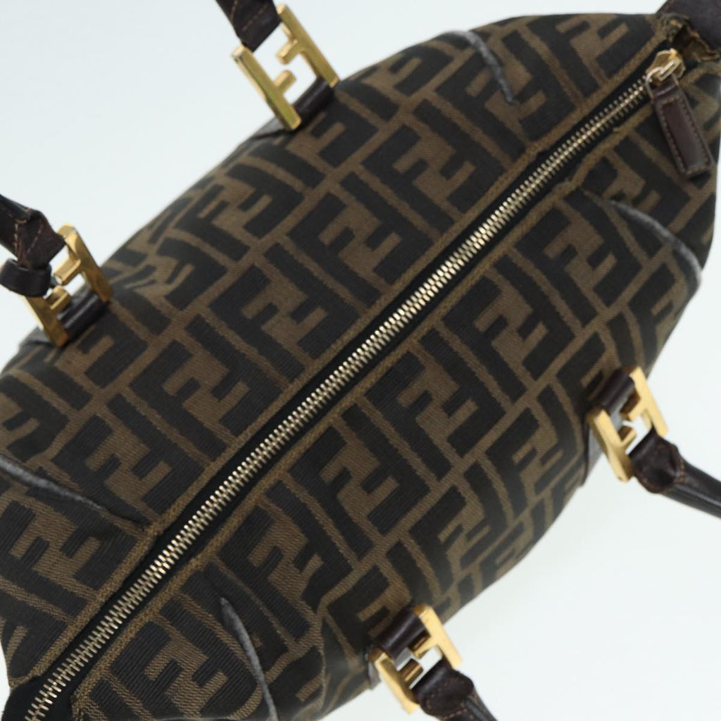 FENDI Zucca Canvas Hand Bag Brown Black gold 86248
