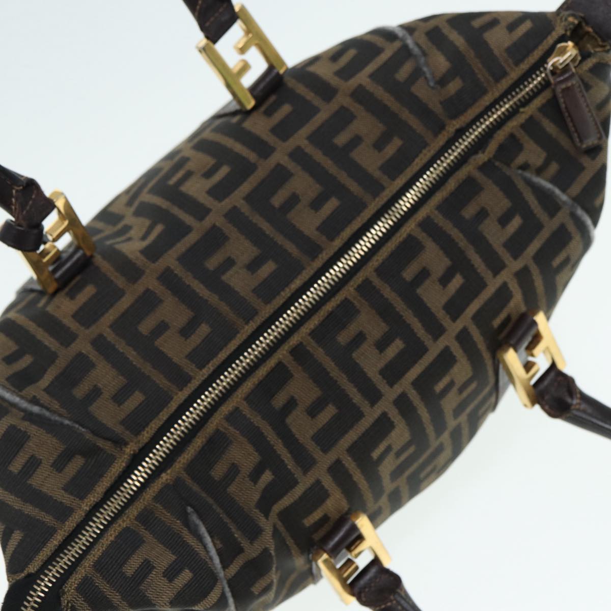 FENDI Zucca Canvas Hand Bag Brown Black gold 86248