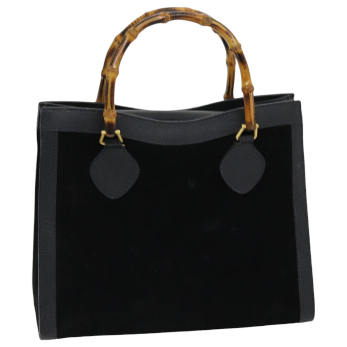 GUCCI Bamboo Hand Bag Suede Black Gold 002 2853 0260 0 86258