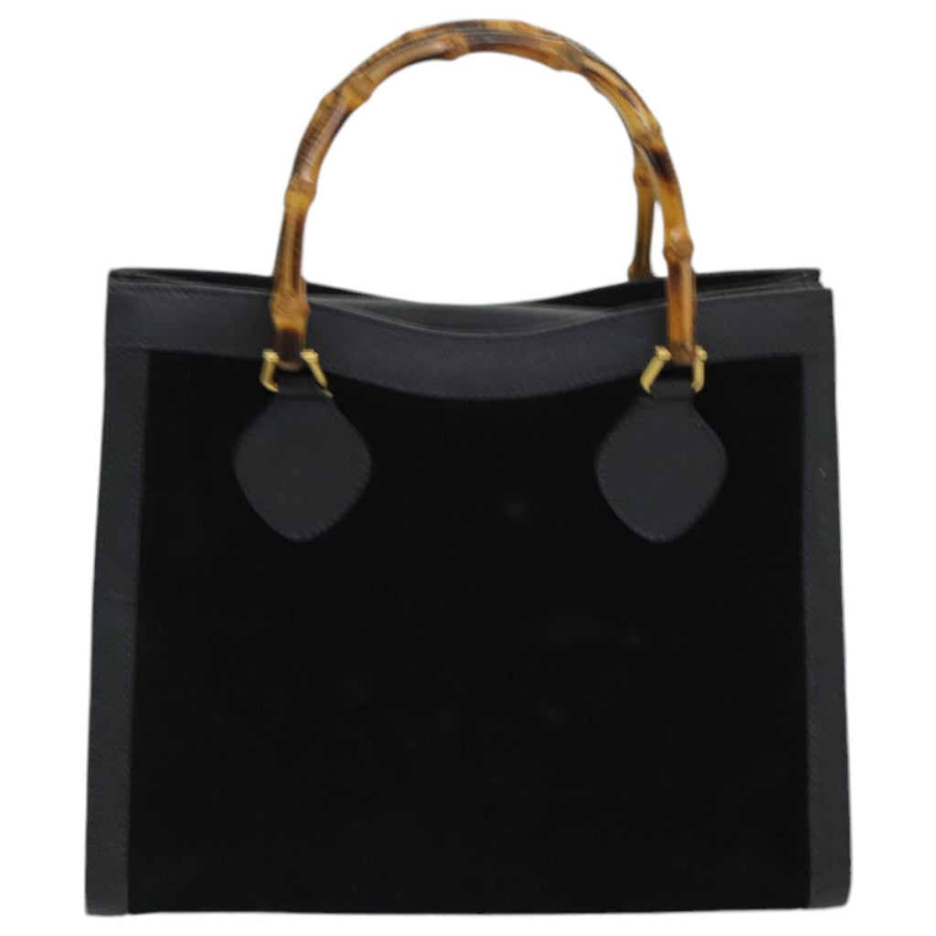 GUCCI Bamboo Hand Bag Suede Black Gold 002 2853 0260 0 86258