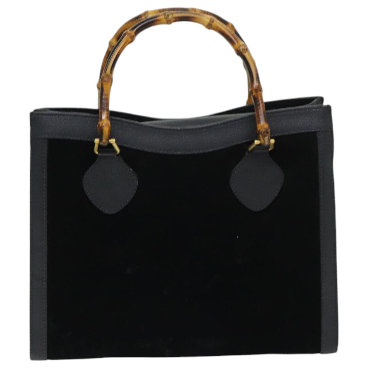 GUCCI Bamboo Hand Bag Suede Black Gold 002 2853 0260 0 86258