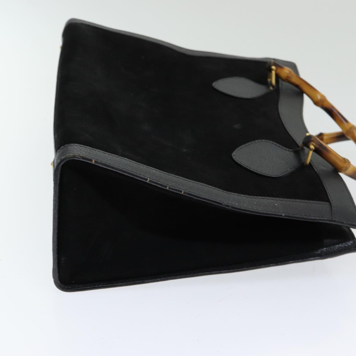 GUCCI Bamboo Hand Bag Suede Black Gold 002 2853 0260 0 86258