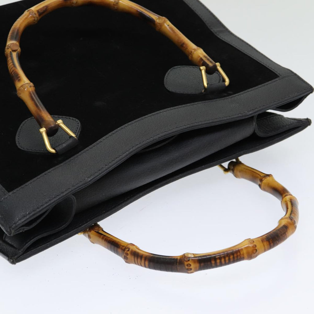 GUCCI Bamboo Hand Bag Suede Black Gold 002 2853 0260 0 86258