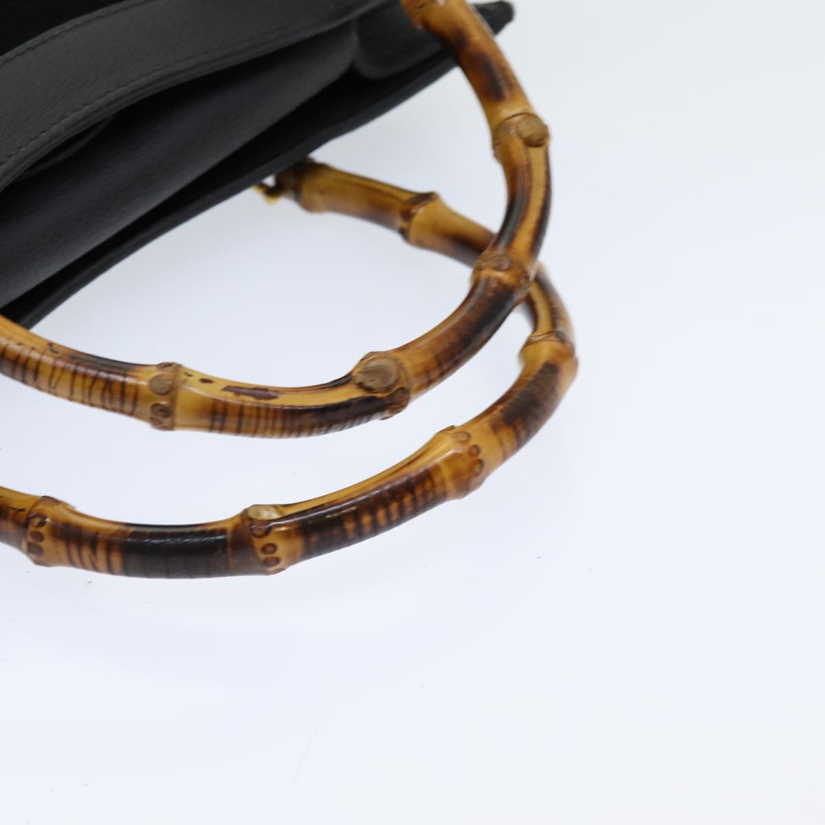 GUCCI Bamboo Hand Bag Suede Black Gold 002 2853 0260 0 86258