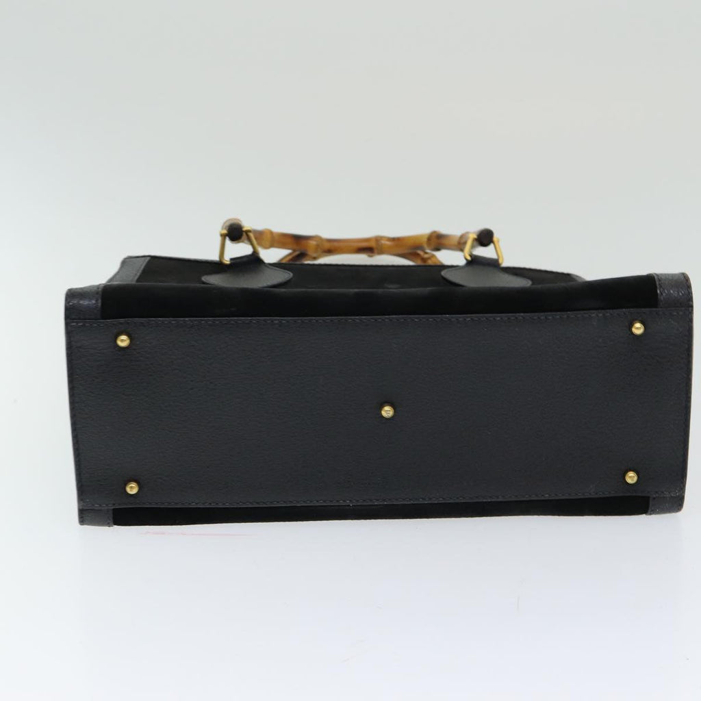 GUCCI Bamboo Hand Bag Suede Black Gold 002 2853 0260 0 86258