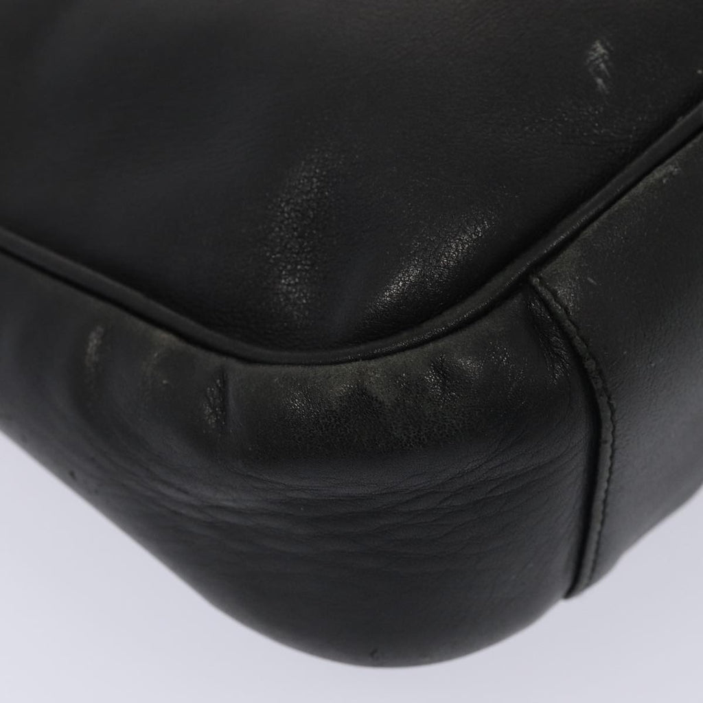 GUCCI Bamboo Hand Bag Leather 2way Black Gold 001 1638 86259