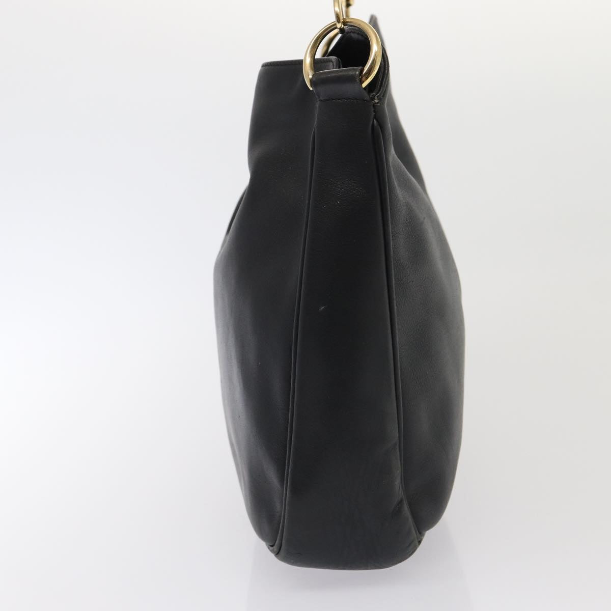 GUCCI Bamboo Hand Bag Leather 2way Black Gold 001 1638 86259