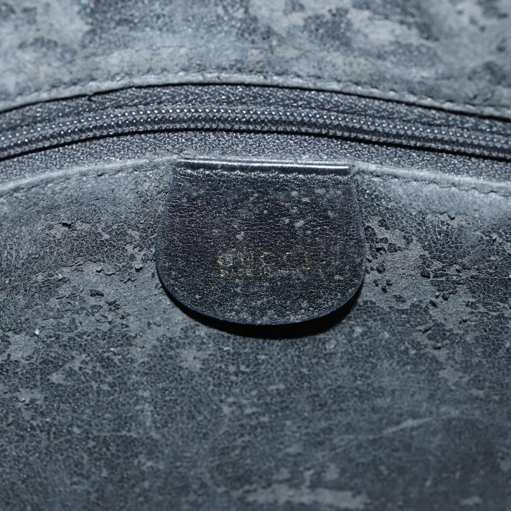 GUCCI Bamboo Hand Bag Leather 2way Black Gold 001 1638 200047 86260