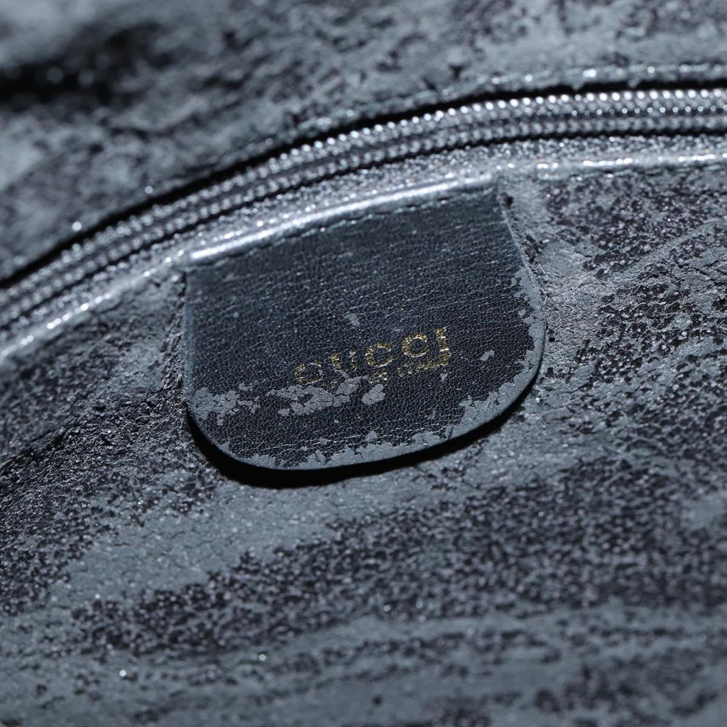 GUCCI Bamboo Hand Bag Leather 2way Black Gold 001 2113 1638 86261