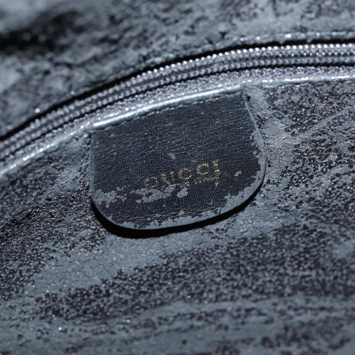 GUCCI Bamboo Hand Bag Leather 2way Black Gold 001 2113 1638 86261