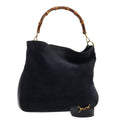 GUCCI Bamboo Hand Bag Suede 2way Navy Gold 001 1014 1577 0 86262