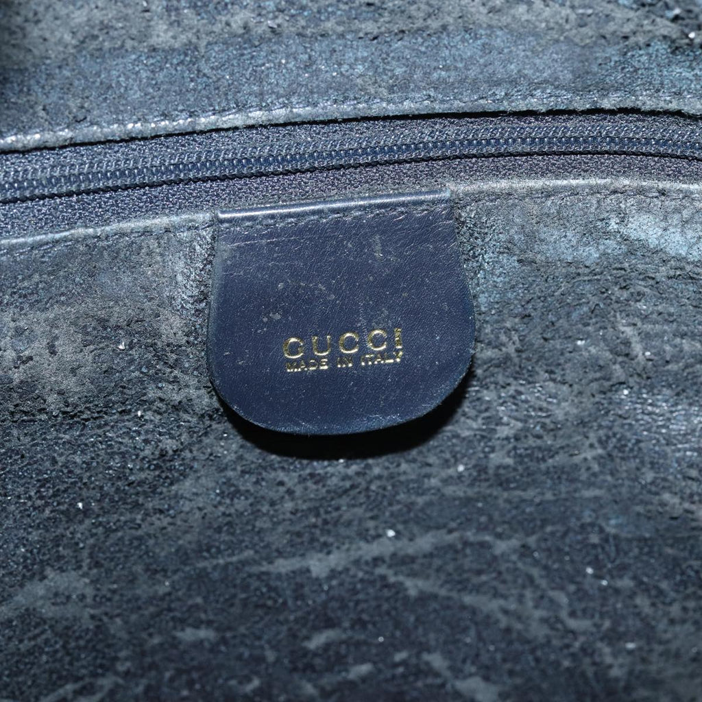 GUCCI Bamboo Hand Bag Suede 2way Navy Gold 001 1014 1577 0 86262