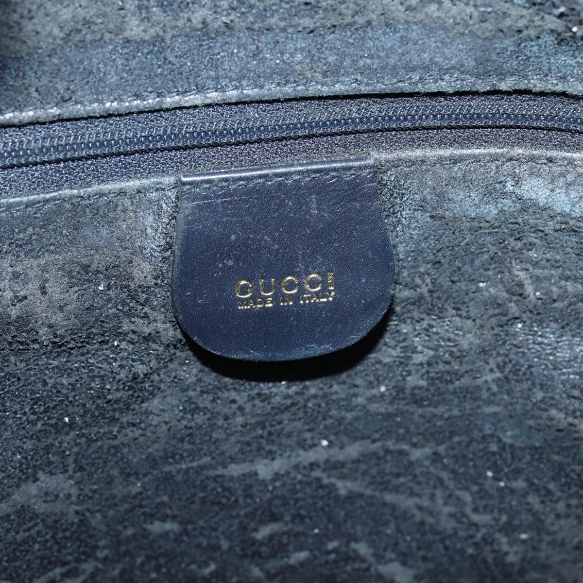 GUCCI Bamboo Hand Bag Suede 2way Navy Gold 001 1014 1577 0 86262