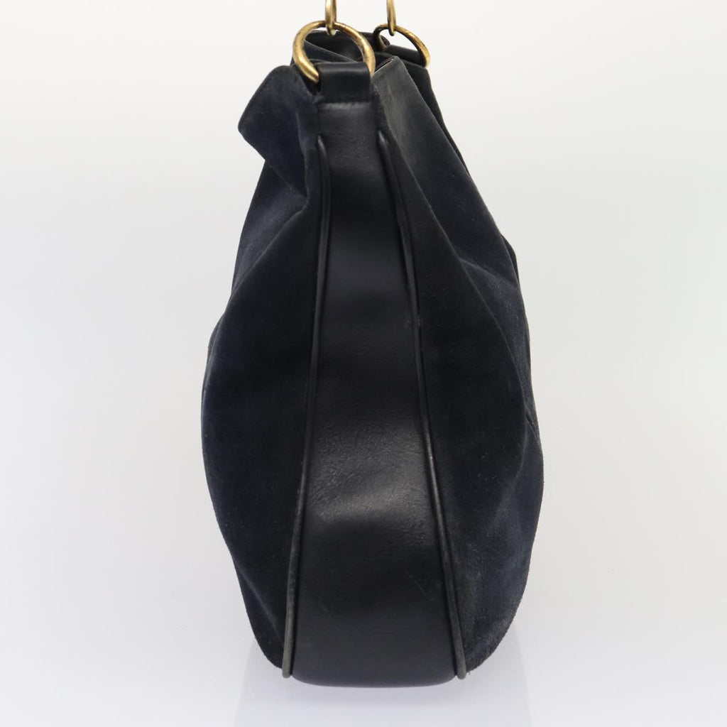 GUCCI Bamboo Hand Bag Suede 2way Navy Gold 001 1014 1577 0 86262