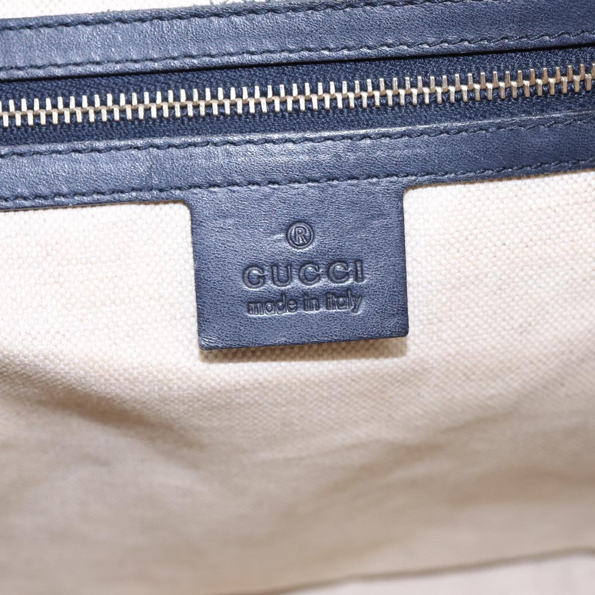 GUCCI GG Canvas Boston Bag 2way Beige Navy Silver 247205 86270