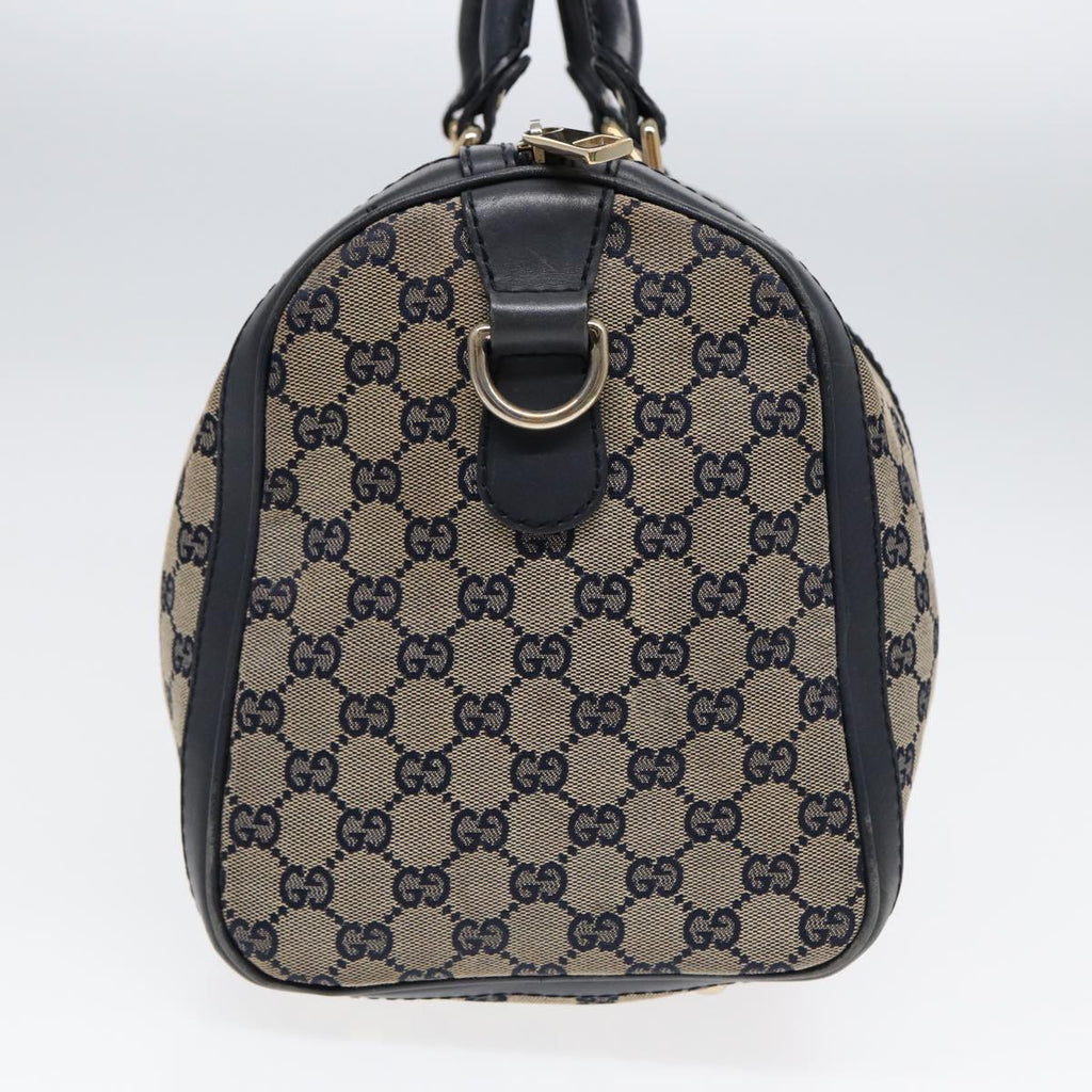 GUCCI GG Canvas Boston Bag 2way Beige Navy Silver 247205 86270