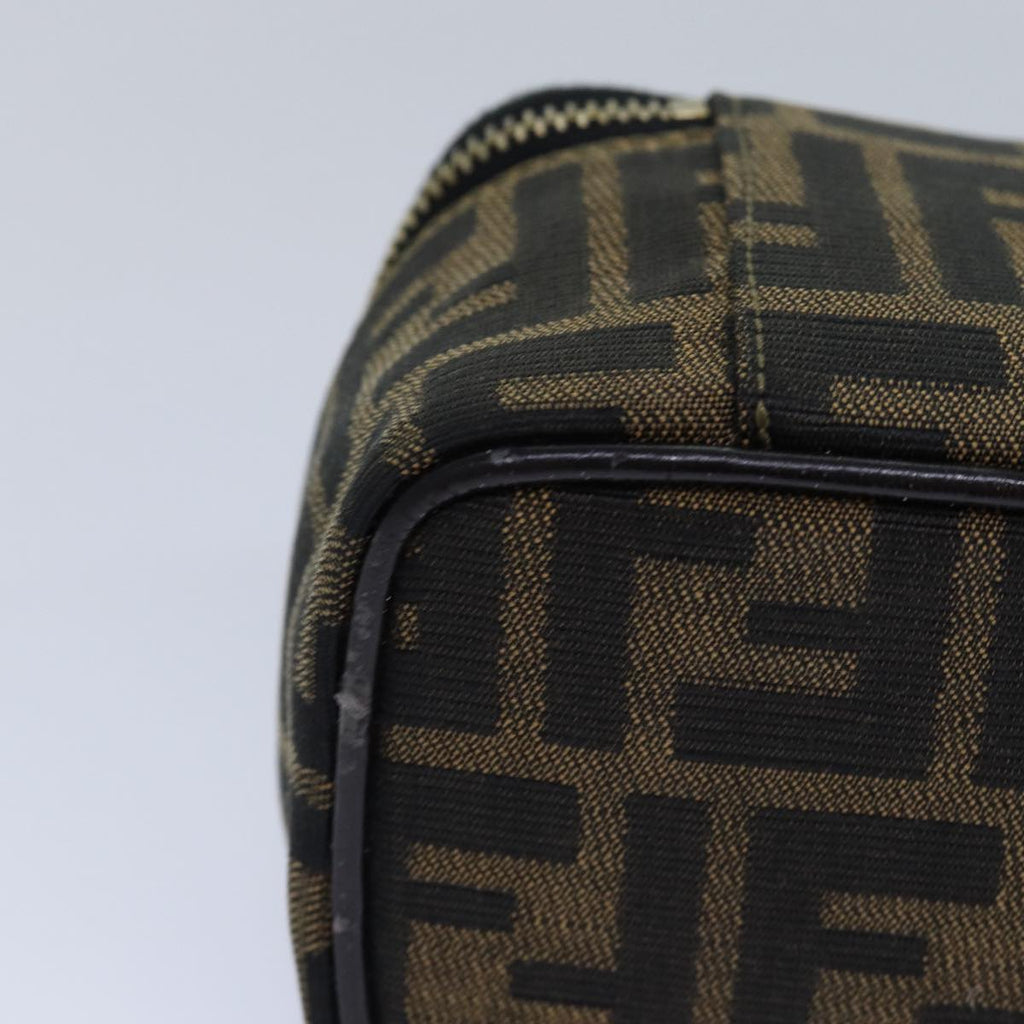 FENDI Zucca Canvas Vanity Pouch Brown Black gold 86299