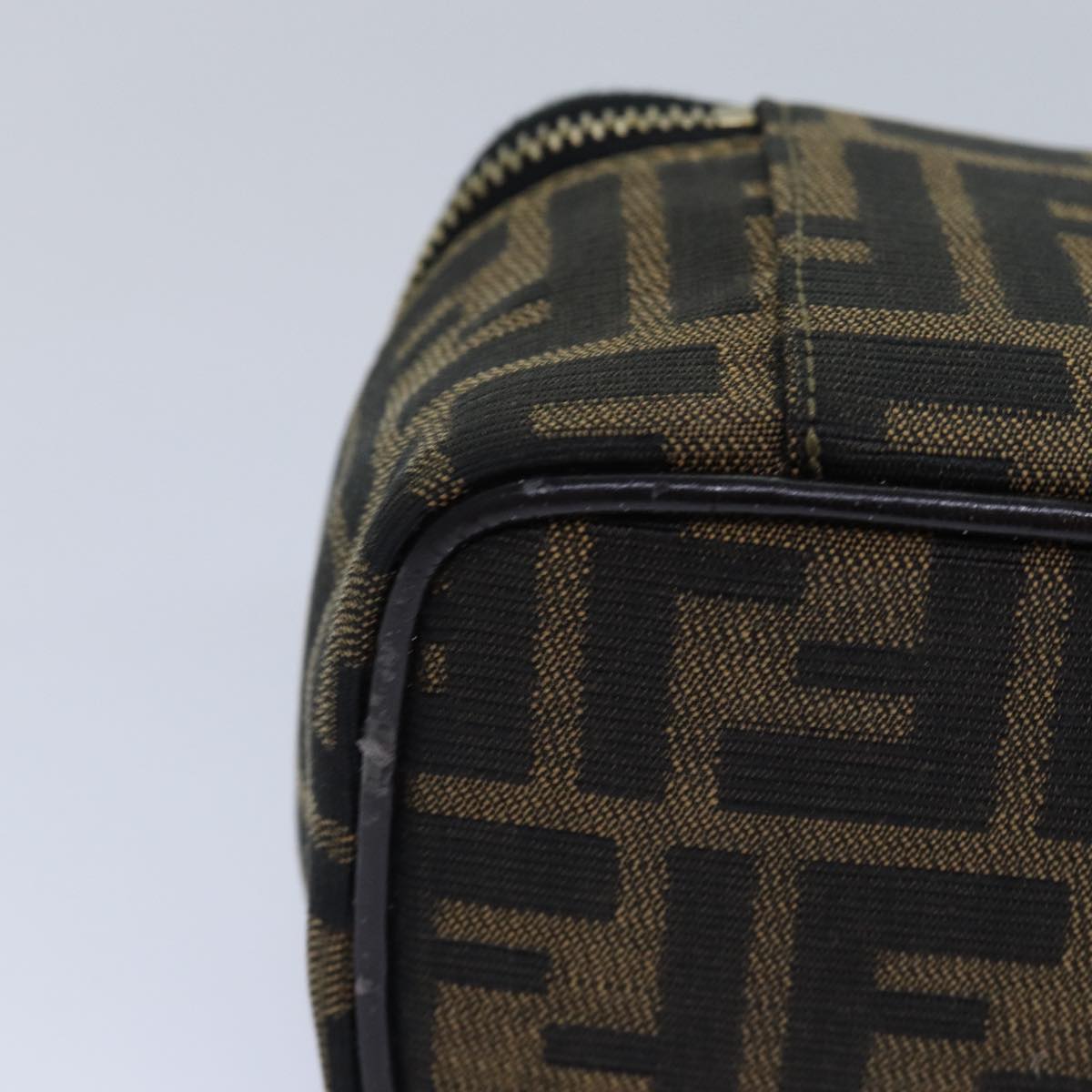 FENDI Zucca Canvas Vanity Pouch Brown Black gold 86299