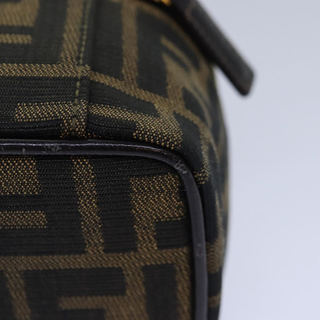 FENDI Zucca Canvas Vanity Pouch Brown Black gold 86299