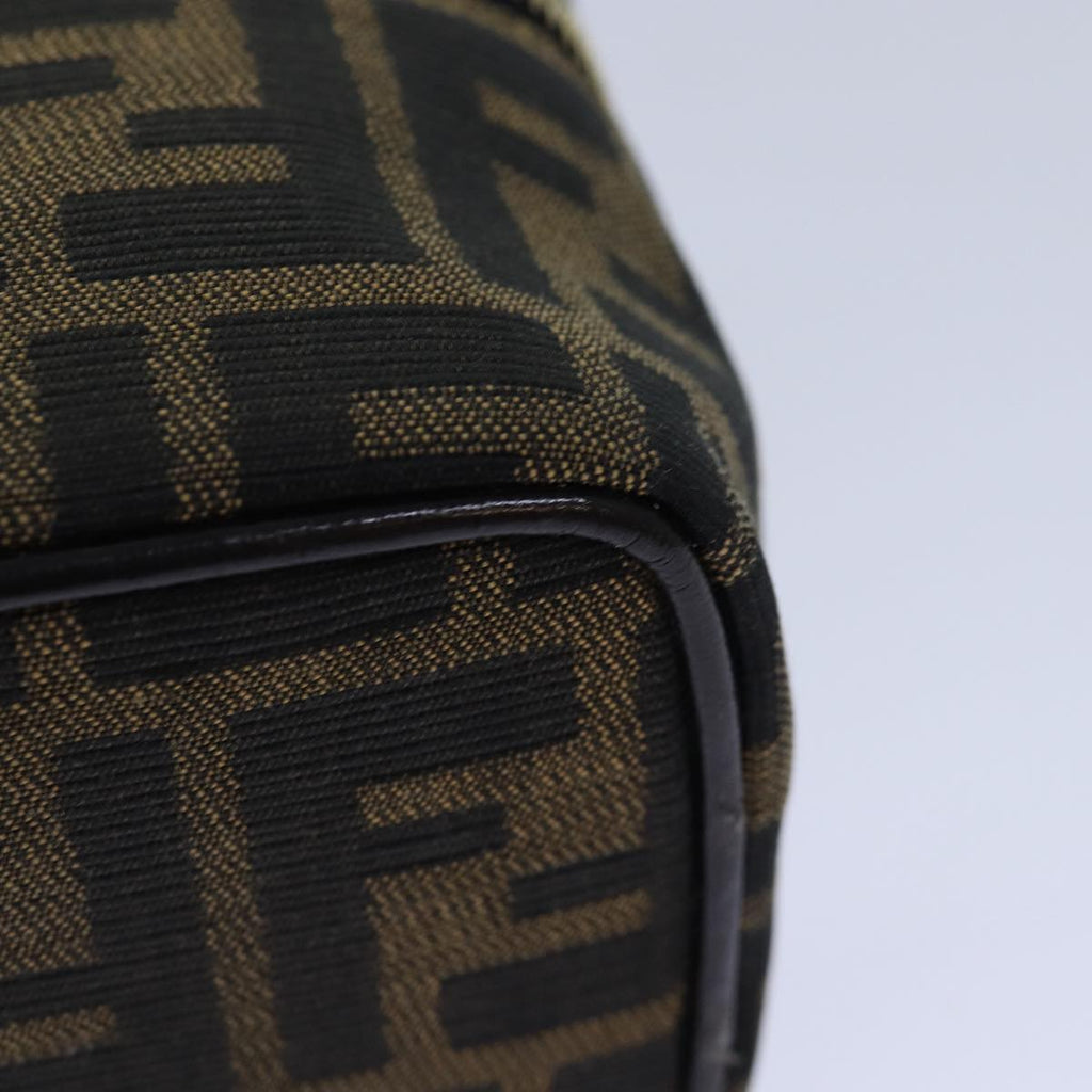 FENDI Zucca Canvas Vanity Pouch Brown Black gold 86299