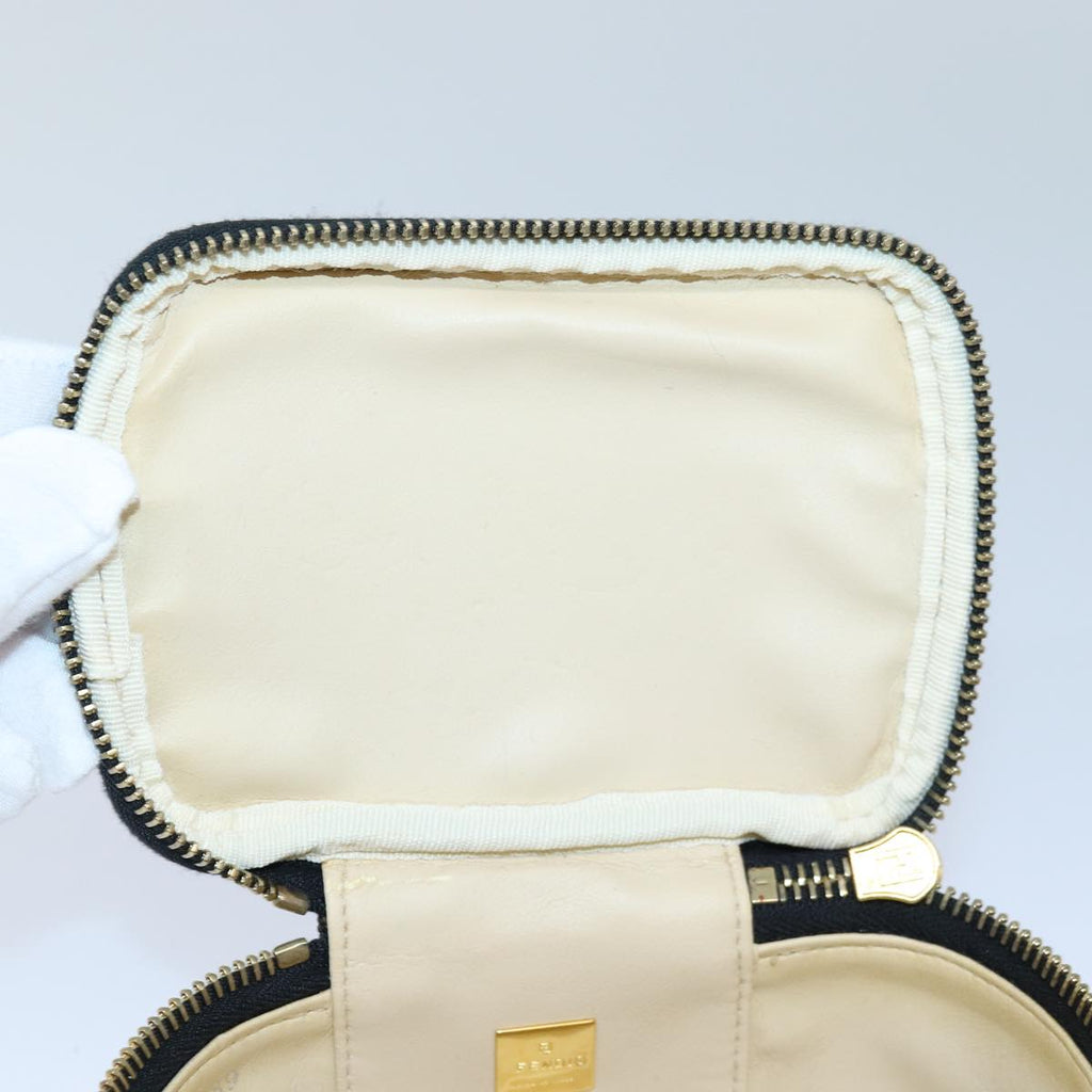 FENDI Zucca Canvas Vanity Pouch Brown Black gold 86299