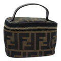 FENDI Zucca Canvas Vanity Pouch Brown Black gold 86299