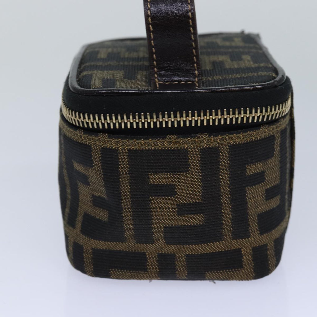 FENDI Zucca Canvas Vanity Pouch Brown Black gold 86299
