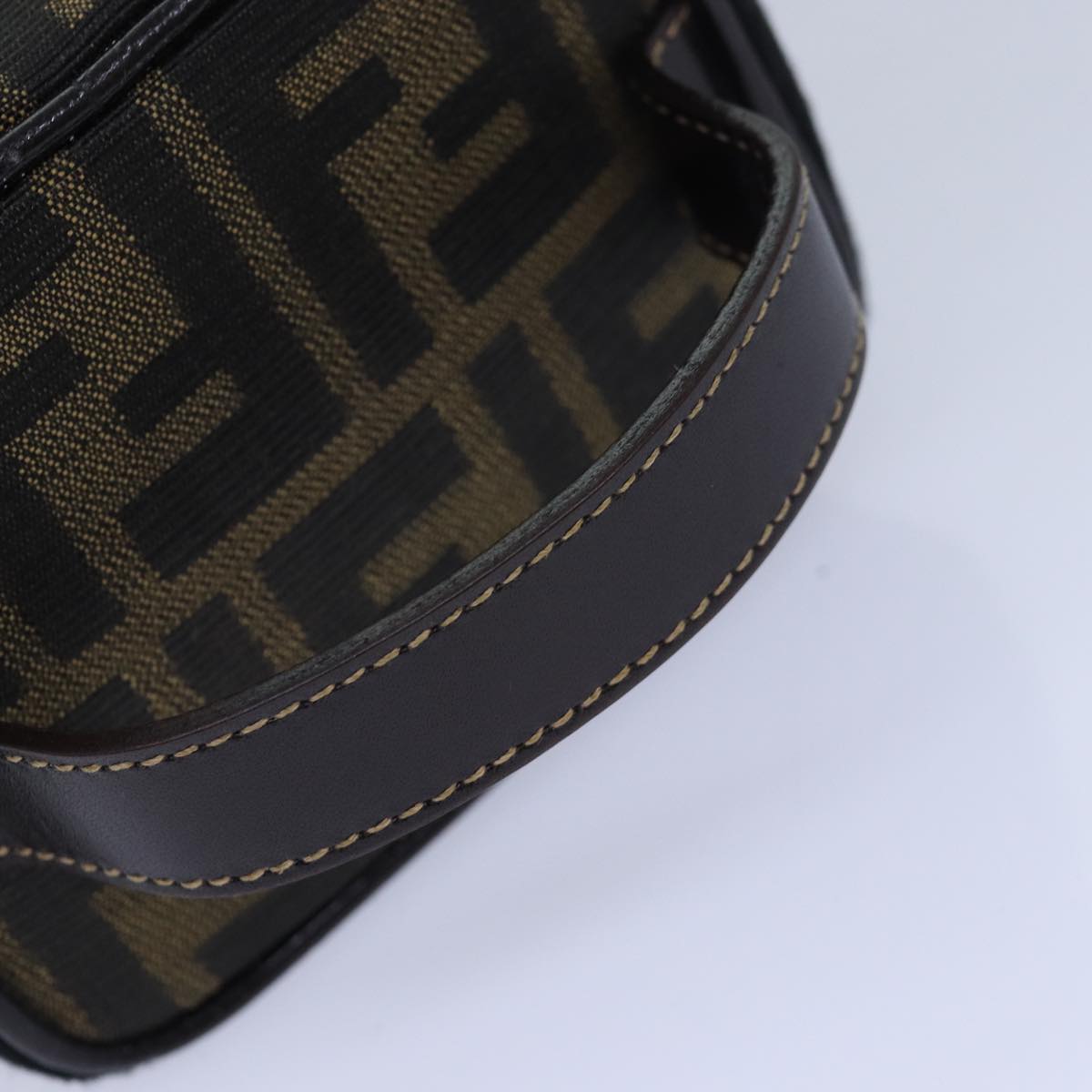 FENDI Zucca Canvas Vanity Pouch Brown Black gold 86299