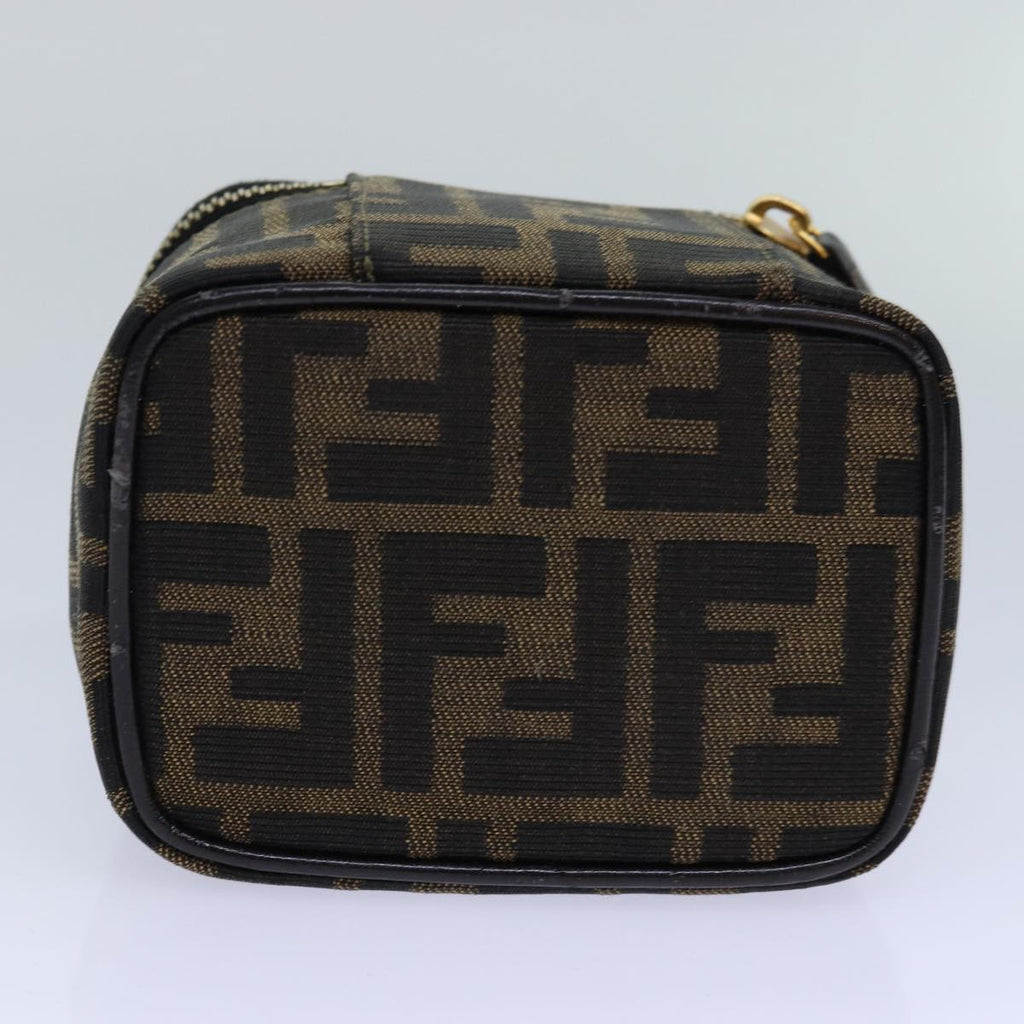 FENDI Zucca Canvas Vanity Pouch Brown Black gold 86299