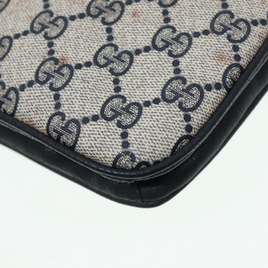 GUCCI GG Supreme Shoulder Bag PVC Leather Navy Gold 86303