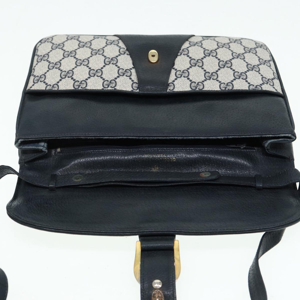 GUCCI GG Supreme Shoulder Bag PVC Leather Navy Gold 86303