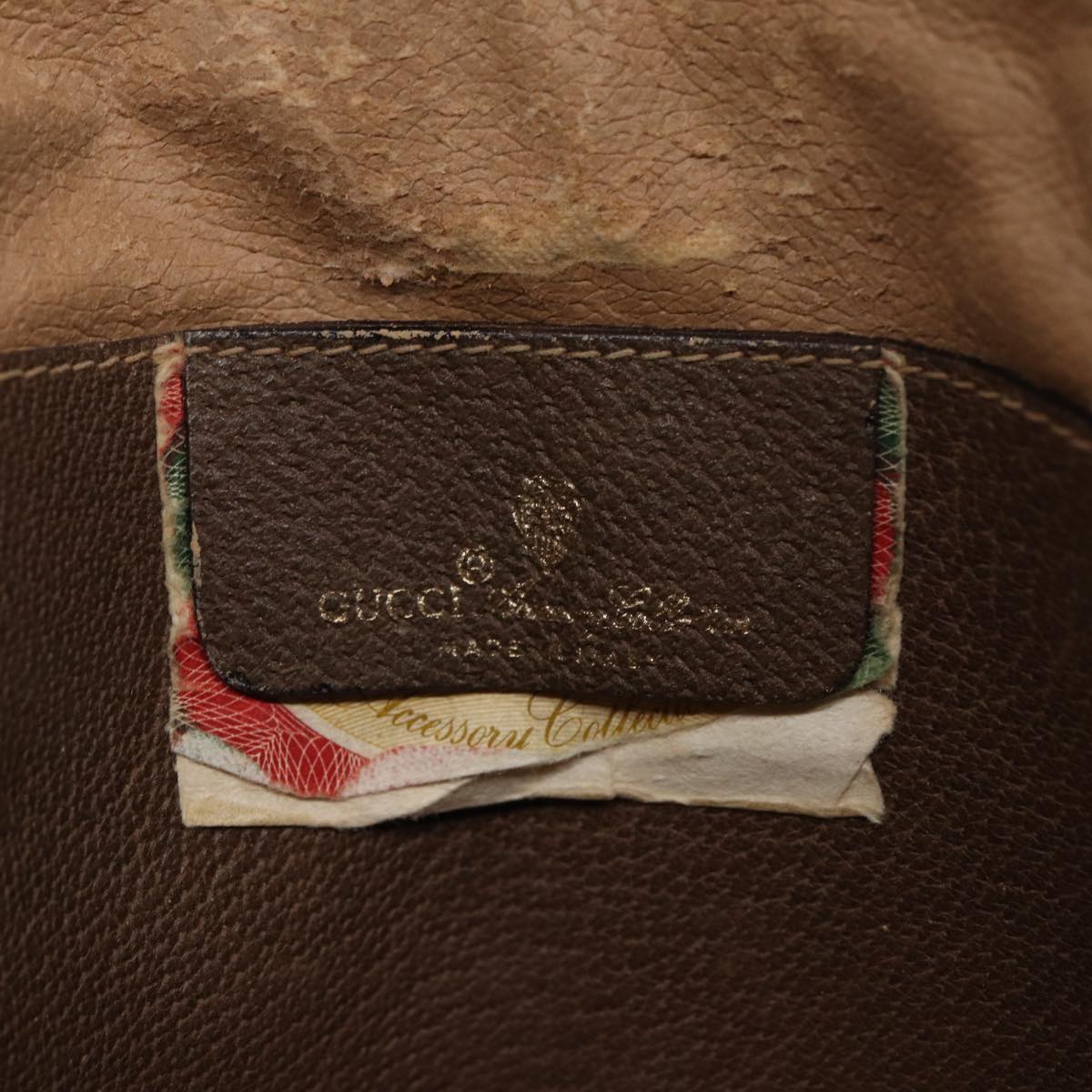GUCCI GG Canvas Web Sherry Line Shoulder Bag PVC Beige Gold 68.02.047 86305