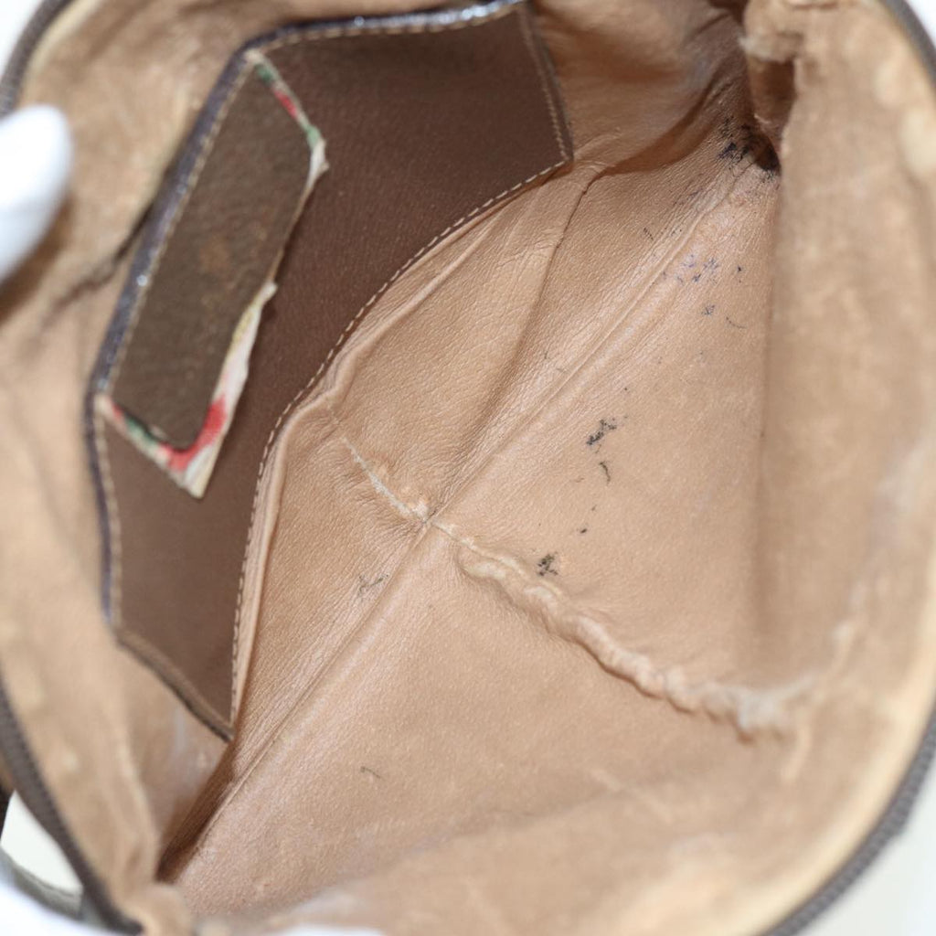 GUCCI GG Canvas Web Sherry Line Shoulder Bag PVC Beige Gold 68.02.047 86305
