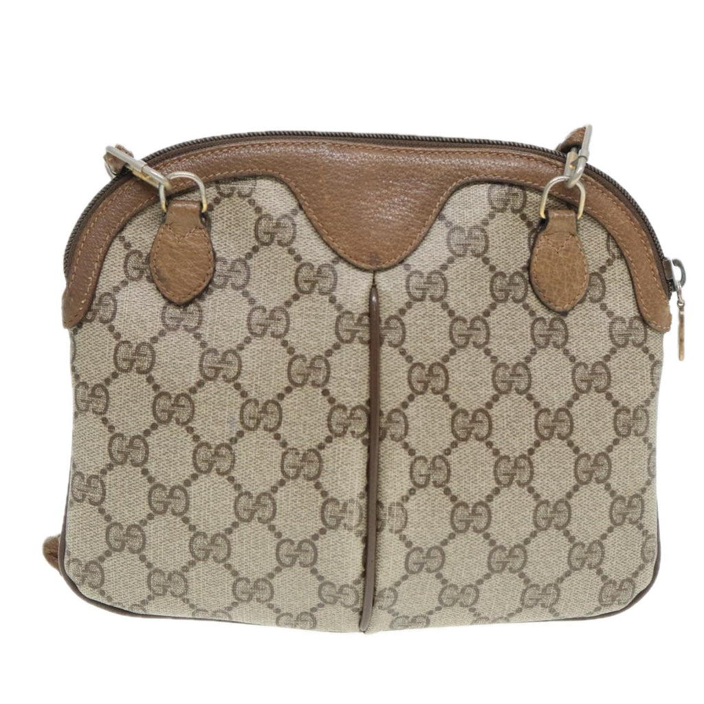 GUCCI GG Canvas Web Sherry Line Shoulder Bag PVC Beige Gold 68.02.047 86305