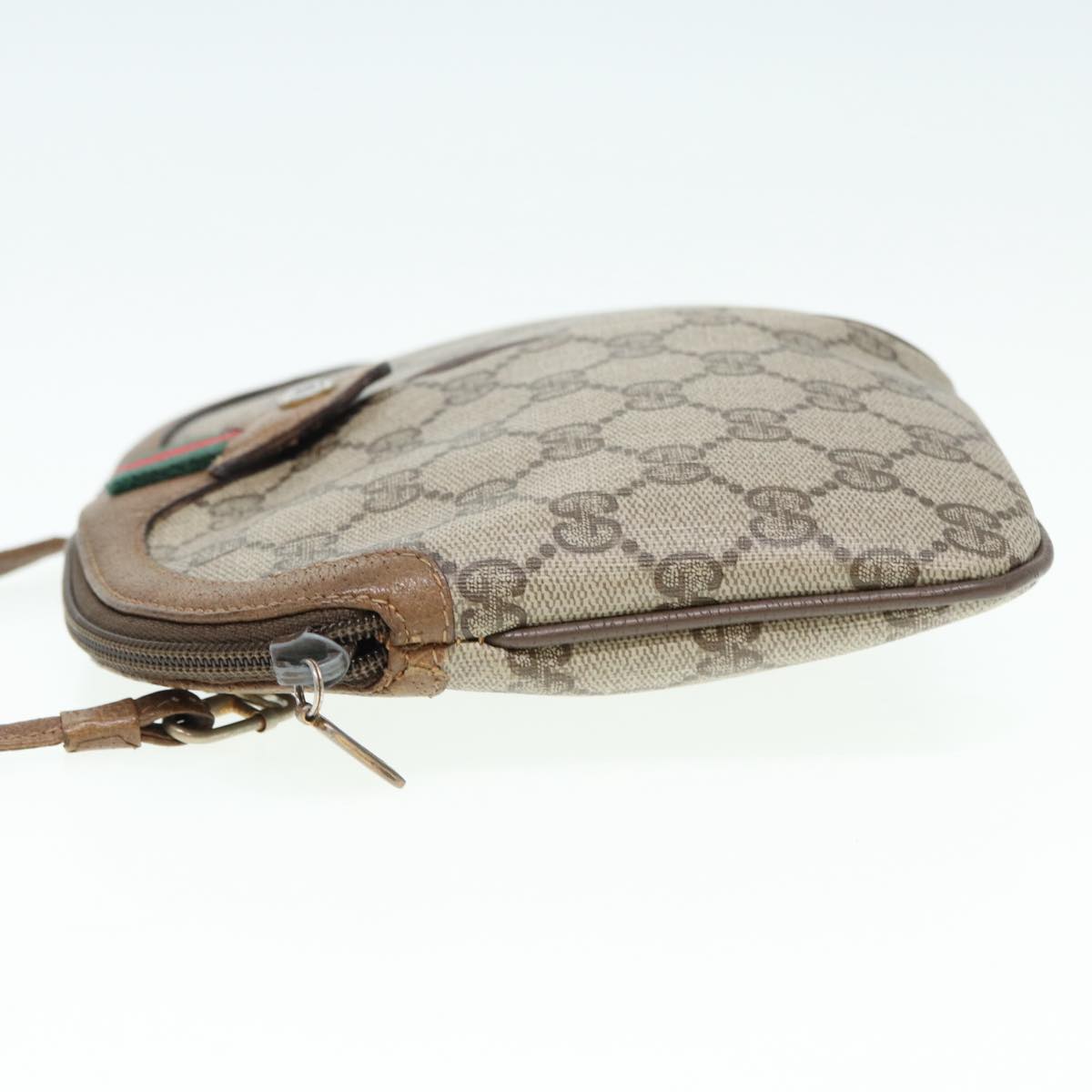 GUCCI GG Canvas Web Sherry Line Shoulder Bag PVC Beige Gold 68.02.047 86305