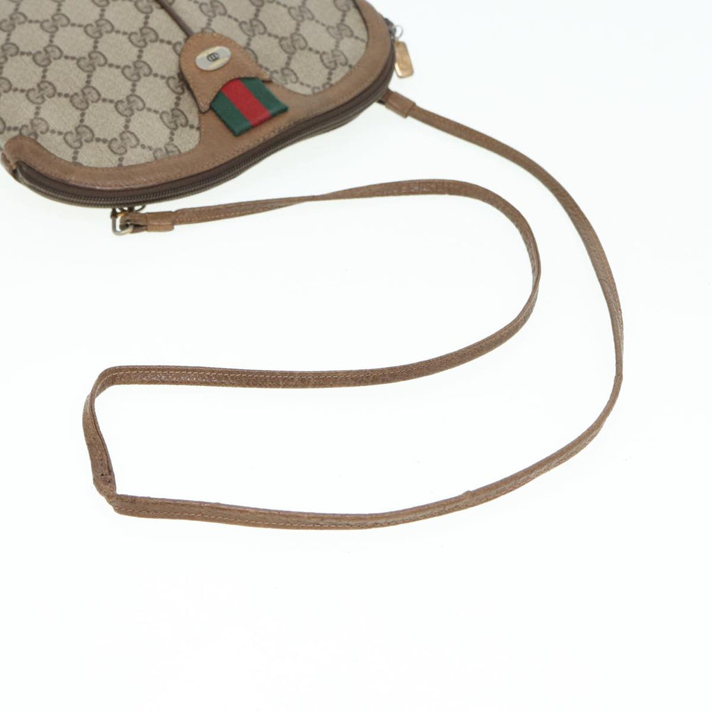 GUCCI GG Canvas Web Sherry Line Shoulder Bag PVC Beige Gold 68.02.047 86305