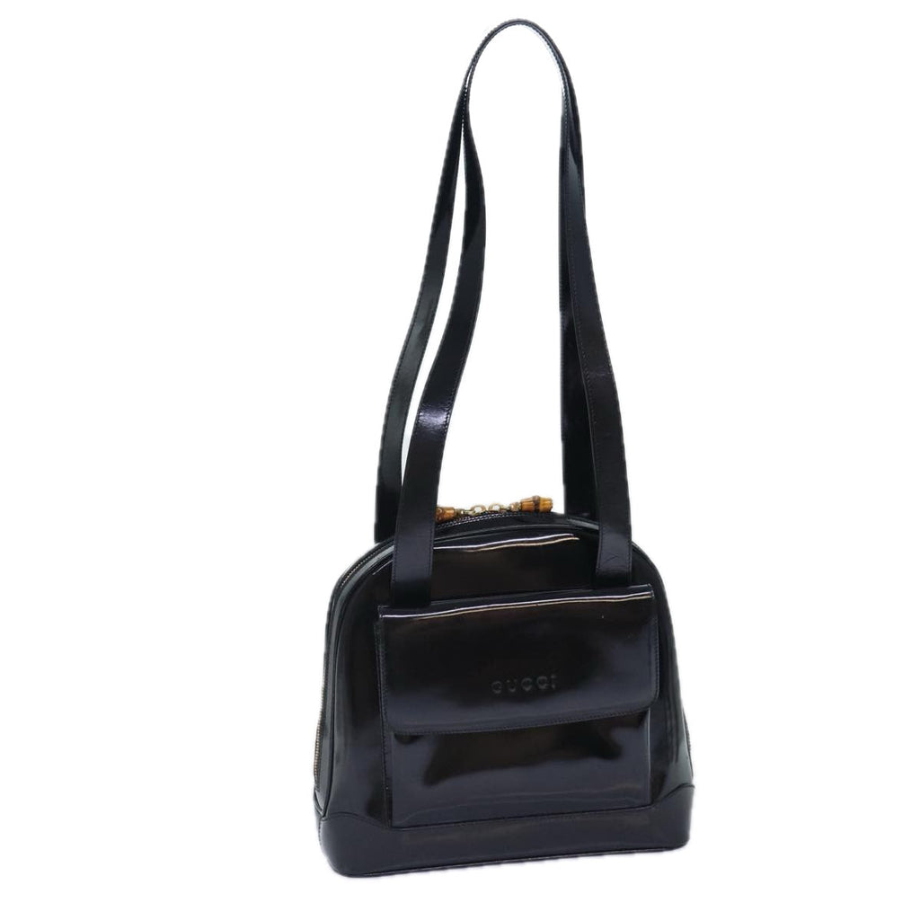 GUCCI Bamboo Backpack Enamel Black Gold 001 1075 1650 0 86335