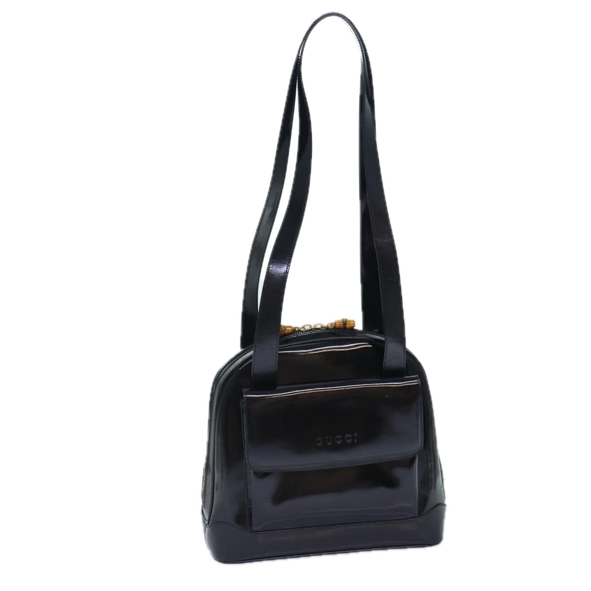 GUCCI Bamboo Backpack Enamel Black Gold 001 1075 1650 0 86335