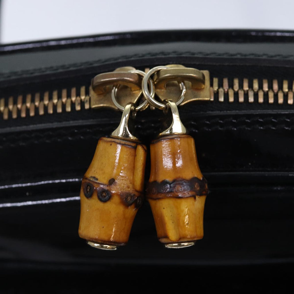 GUCCI Bamboo Backpack Enamel Black Gold 001 1075 1650 0 86335