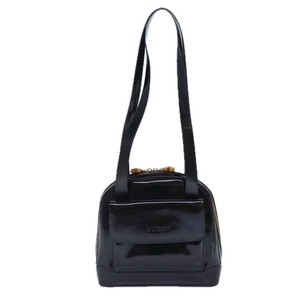 GUCCI Bamboo Backpack Enamel Black Gold 001 1075 1650 0 86335