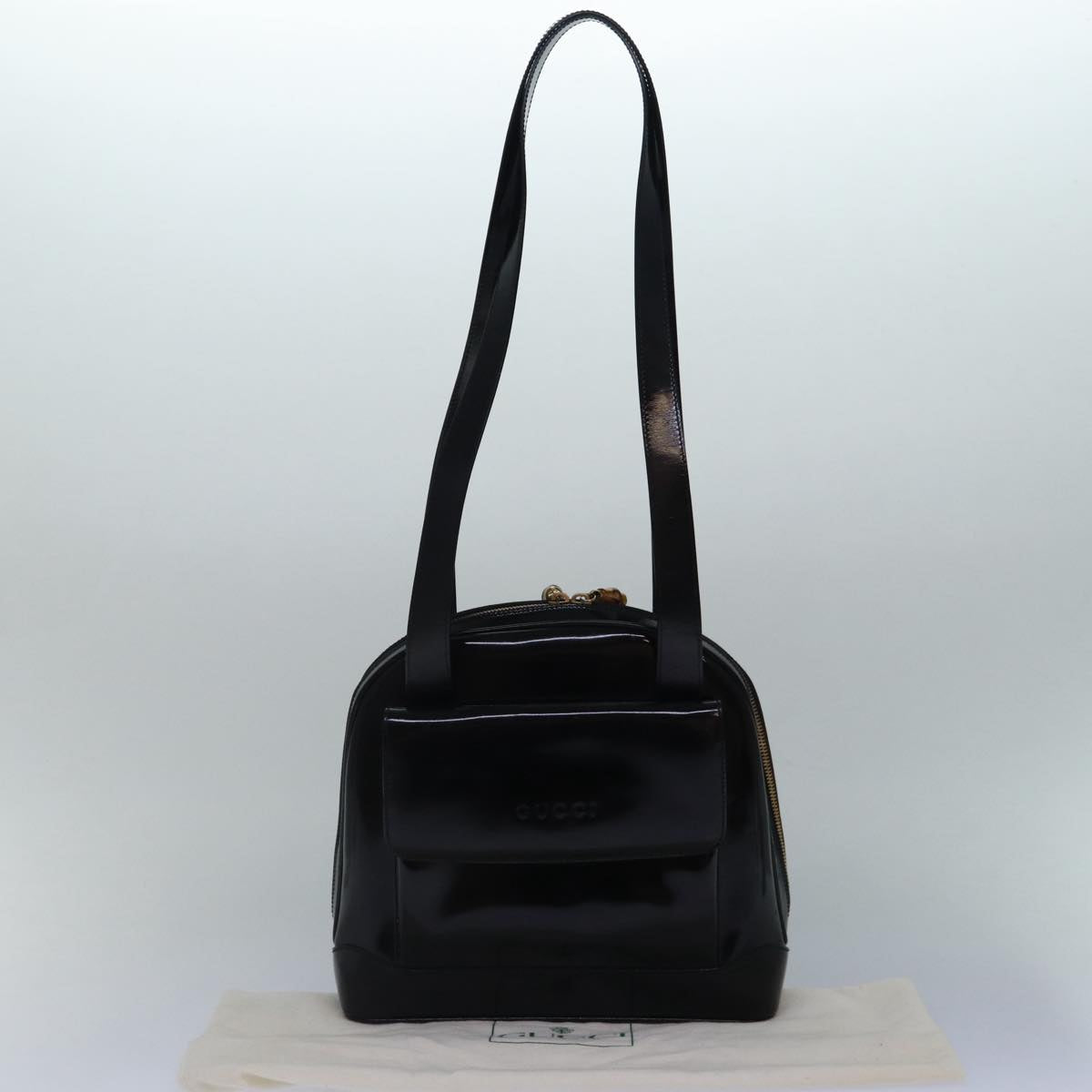 GUCCI Bamboo Backpack Enamel Black Gold 001 1075 1650 0 86335