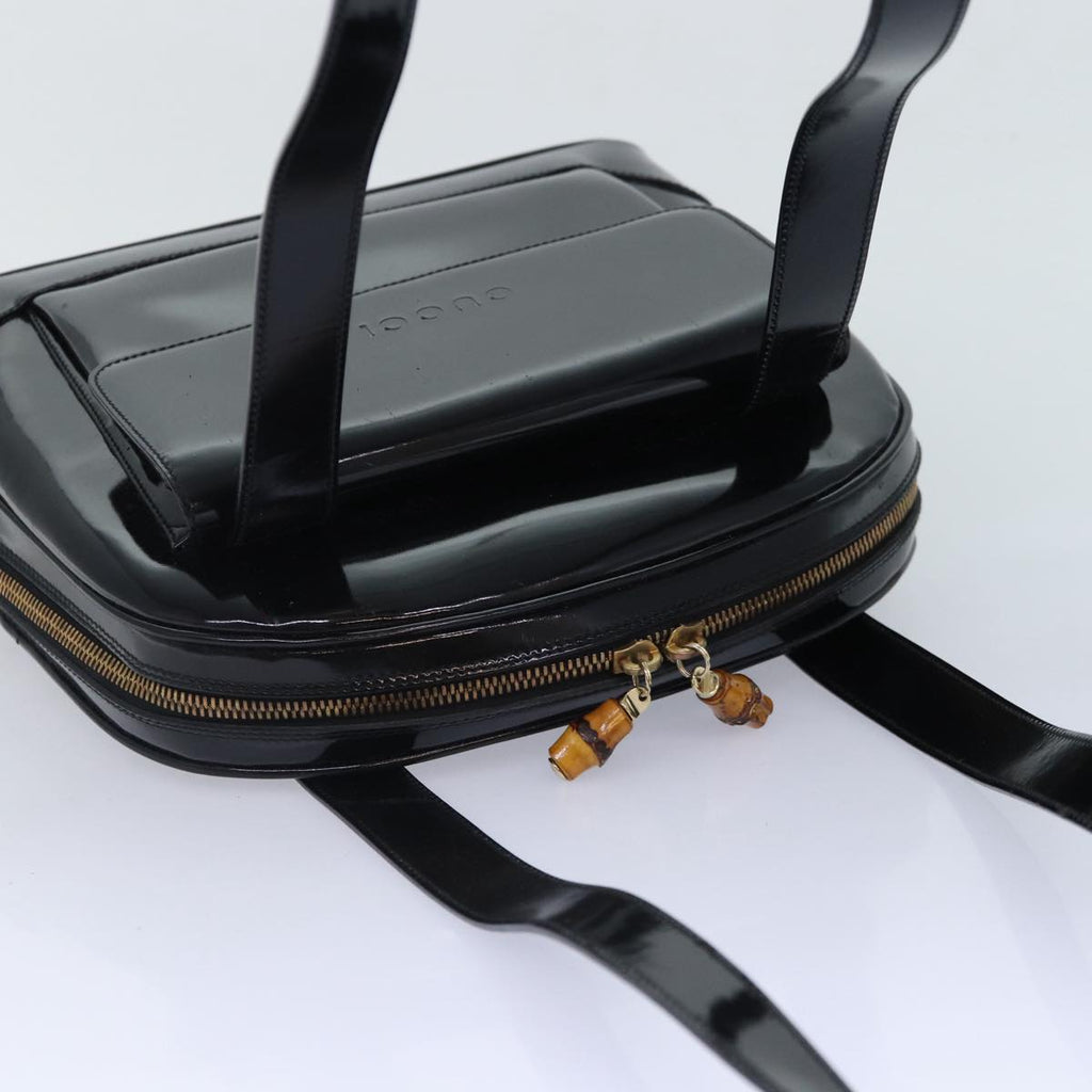 GUCCI Bamboo Backpack Enamel Black Gold 001 1075 1650 0 86335