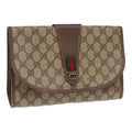 GUCCI GG Supreme Web Sherry Line Clutch Bag PVC Beige Red 89 01 030 86403