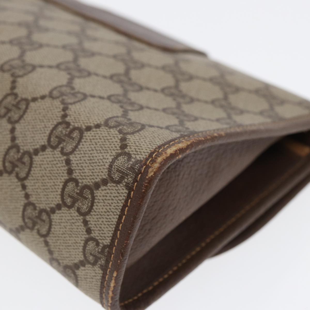 GUCCI GG Supreme Web Sherry Line Clutch Bag PVC Beige Red 89 01 030 86403
