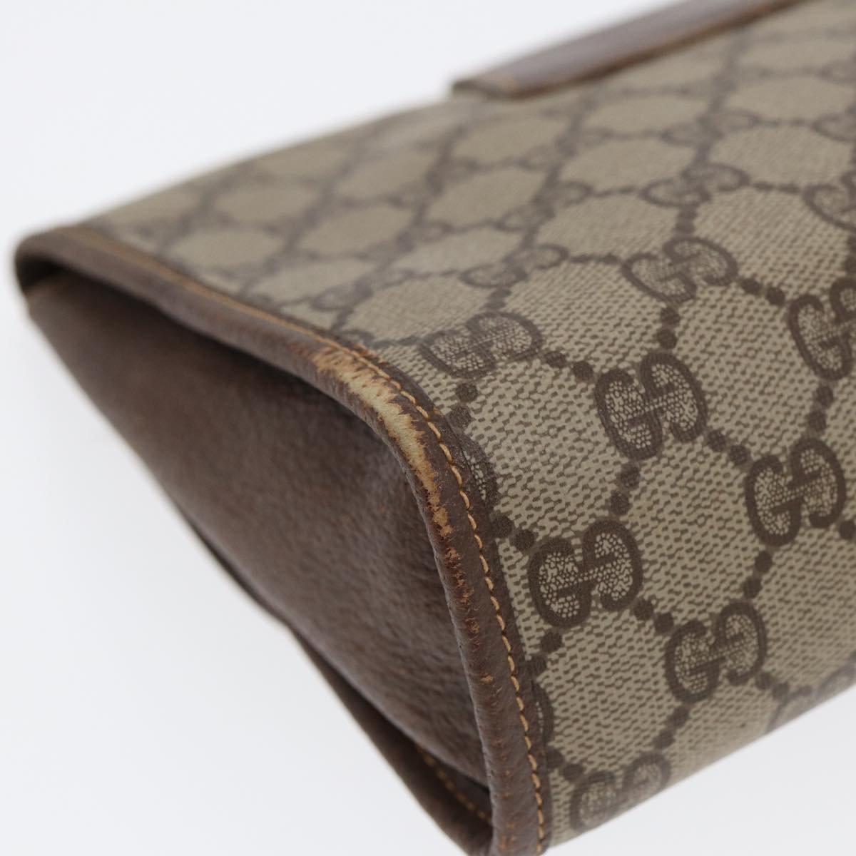GUCCI GG Supreme Web Sherry Line Clutch Bag PVC Beige Red 89 01 030 86403