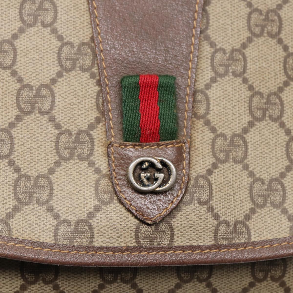 GUCCI GG Supreme Web Sherry Line Clutch Bag PVC Beige Red 89 01 030 86403