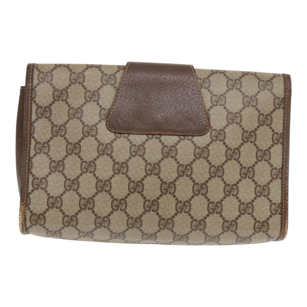 GUCCI GG Supreme Web Sherry Line Clutch Bag PVC Beige Red 89 01 030 86403