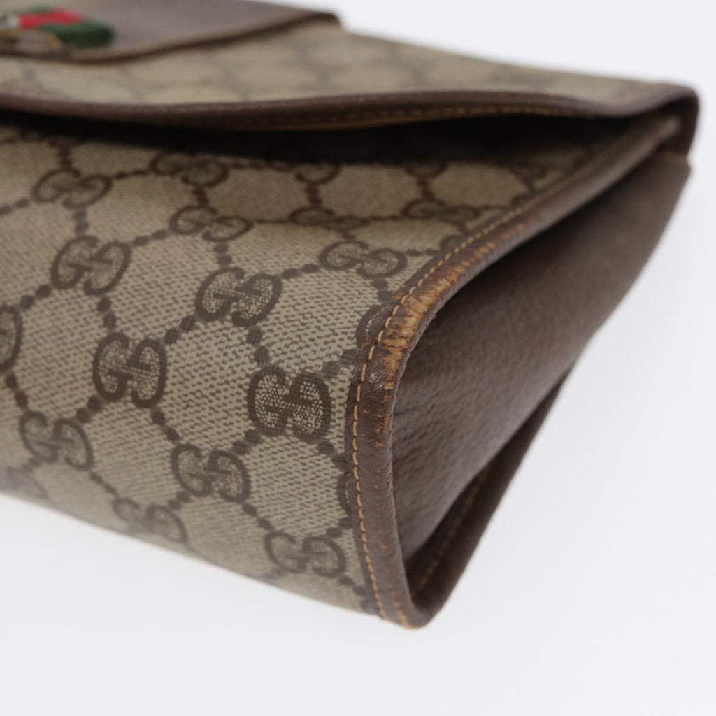 GUCCI GG Supreme Web Sherry Line Clutch Bag PVC Beige Red 89 01 030 86403